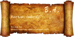 Bertan Ambró névjegykártya